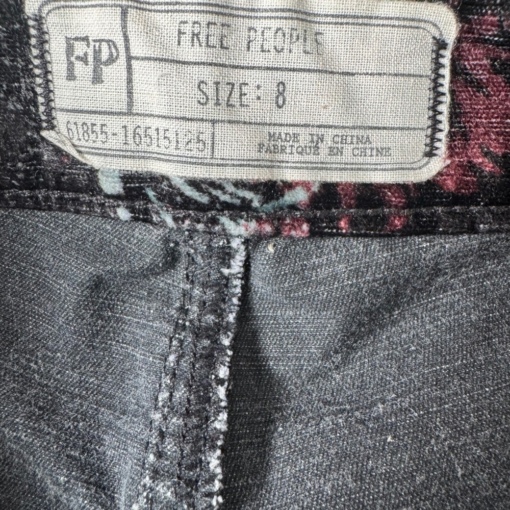 Free People Lennon Retro‎ Velvet Skinny Pants Floral Embroidered Boho Size 8 - Picture 9 of 10